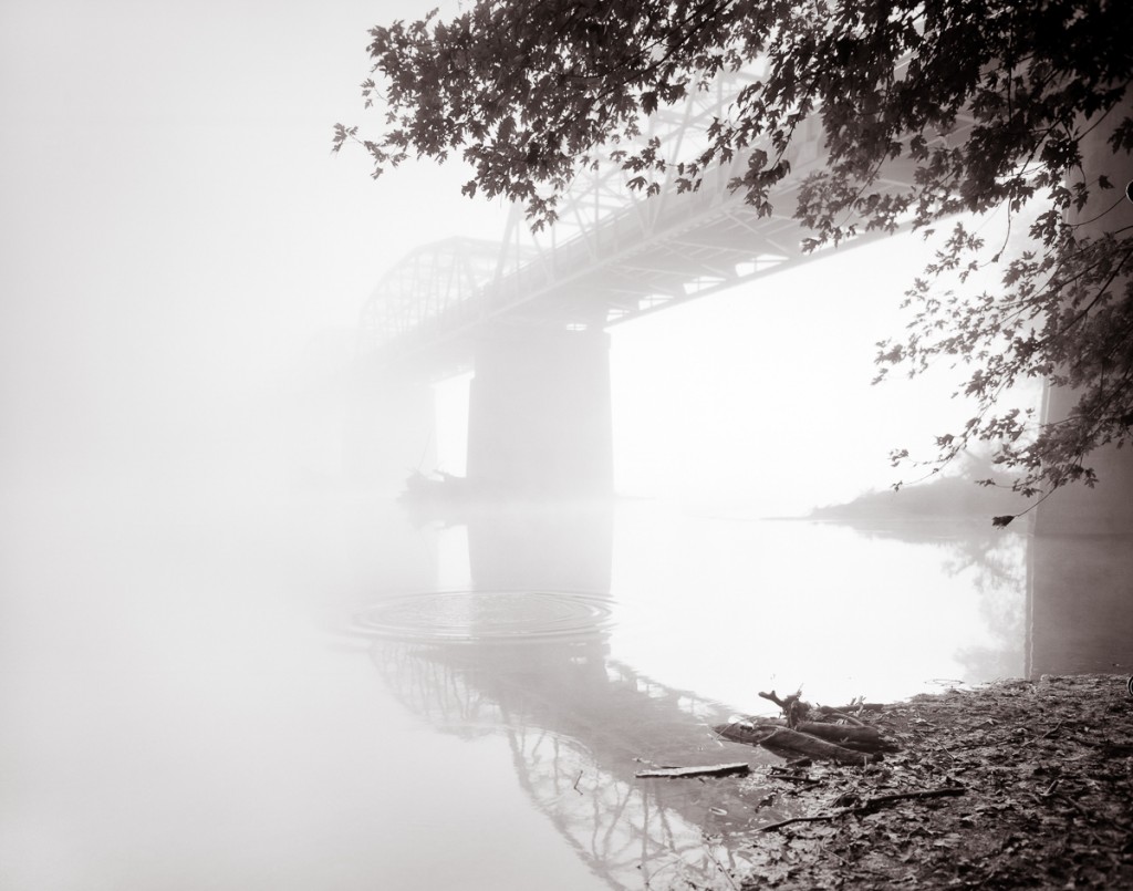 Heavy morning fog on the Potomac River adds mystery to this otherwise peaceful water scene.